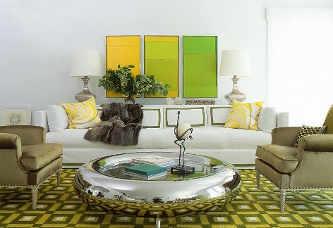 green and brown living room decor