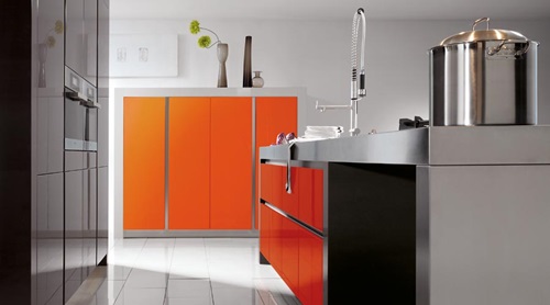 Black and Orange Modern Kitchen Furniture Designs