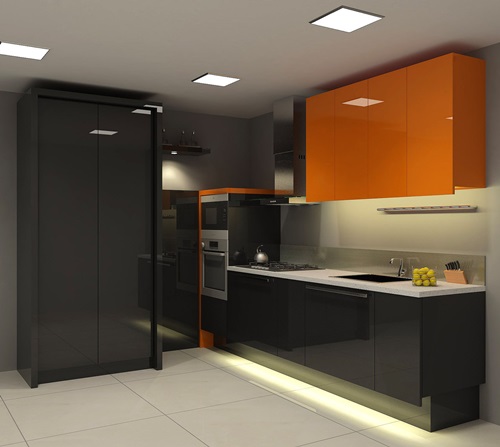 Black and Orange Modern Kitchen Furniture Designs