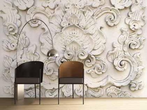 Wall cladding...wallpaper, fabric and wood!