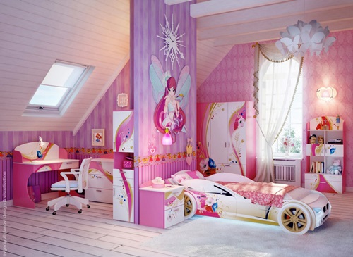 Attractive Little Girls Bedroom with a Fairy