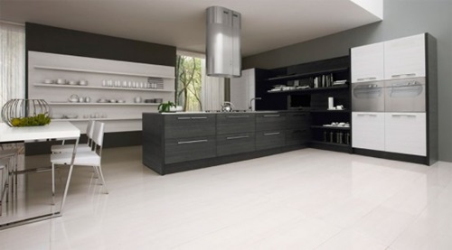 Breathtaking Glossy Black and White Kitchen Designs