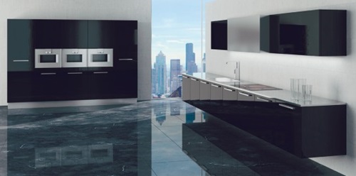 Breathtaking Glossy Black and White Kitchen Designs