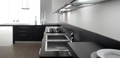 Breathtaking Glossy Black and White Kitchen Designs