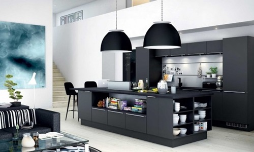 Breathtaking Glossy Black and White Kitchen Designs